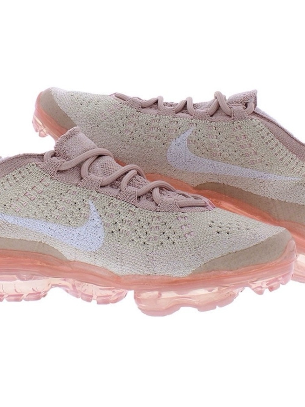 Nike Women’s Light Pink and White Air VaporMax Flyknit Sneakers